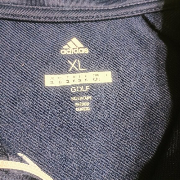 NWT Adidas Golf Men’s XL French Terry Full Zip Jacket Navy 3-Stripes Performance - Picture 6 of 7